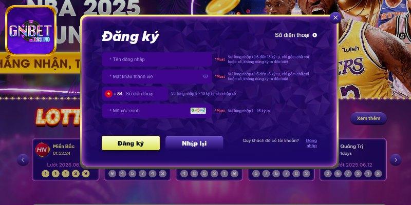 Hướng dẫn đăng ký GNBET với 3 bước