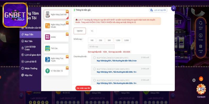 Cập nhật chính xác trình tự thực hiện giao dịch tài chính tại GNBET